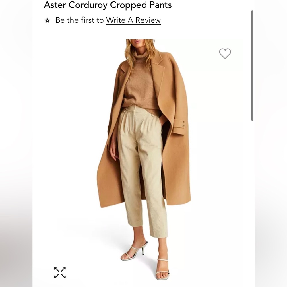 Reiss Aster Corduroy Cropped Pants in Cream